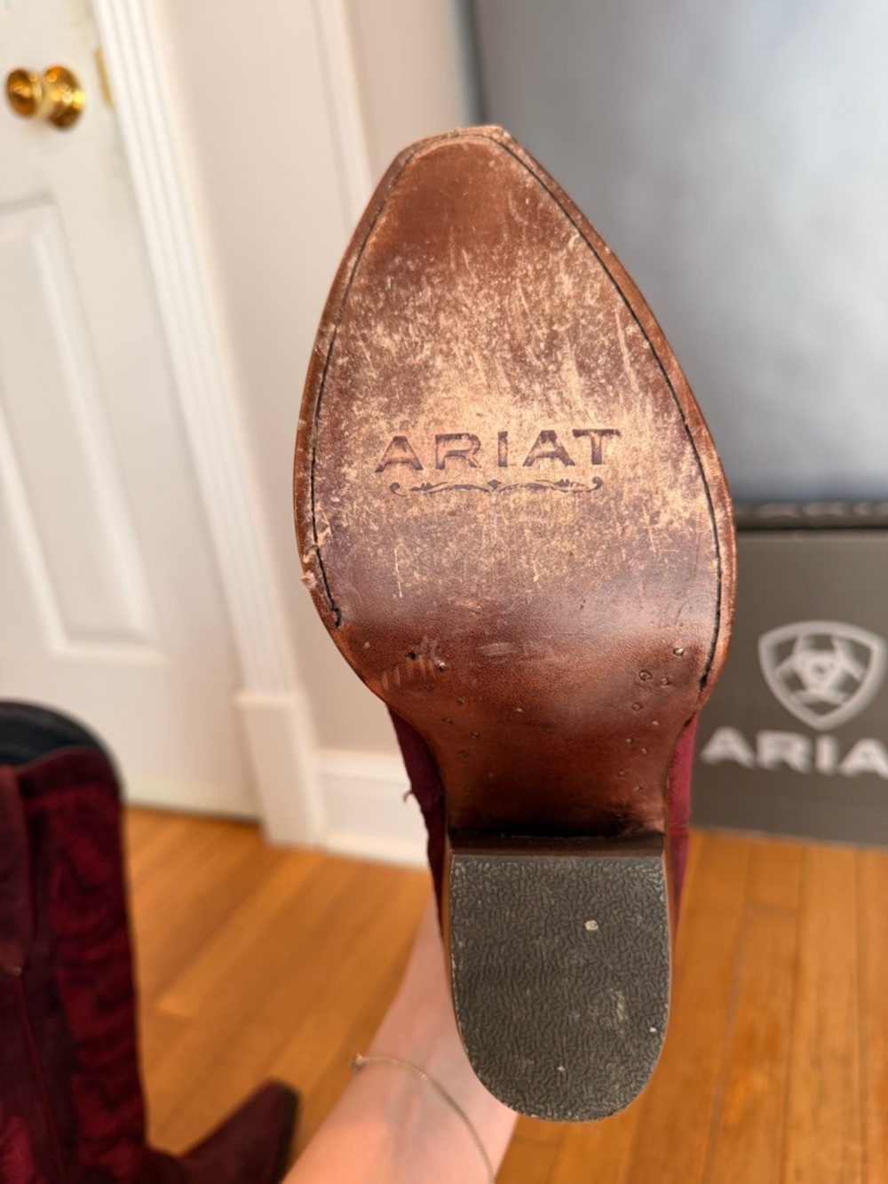 Ariat Red Maroon Suede Laramie X Toe Western Boot - Picture 7 of 8